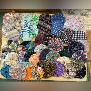 Handmade vintage Fabric Yo-Yo Quilt Pieces, total of 50!